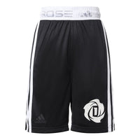 Men's adidas Rose Short Ross Stripe Patchwork Print Loose Basketball Sports Shorts Black GV4650