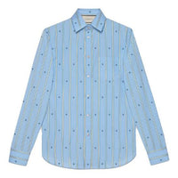 Gucci Bee Stripe Pattern Blue Shirt 625883-ZAEDH-4043