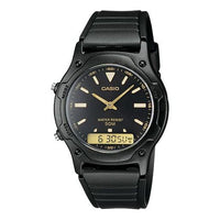 CASIO Quartz Waterproof Sports Mens Black Analog/Digital Combo AW-49HE-1A