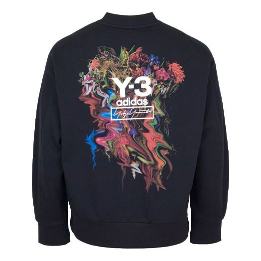 Men's Y-3 TOKETA PRINT CREW SWEATER Round Neck Black FJ0425