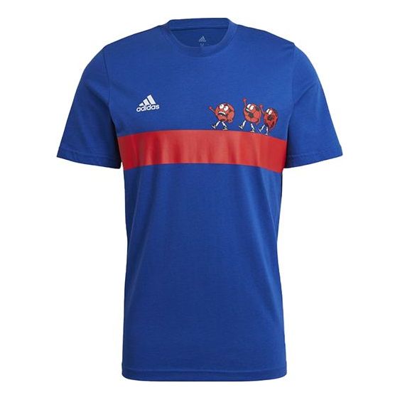 adidas Lil Dna Gfx T M Soccer/Football Training Colorblock Sports Printing Short Sleeve Blue GN6890