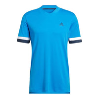 adidas Colorblock V neck Breathable Logo Stripe Quick Dry Short Sleeve Blue HI4753