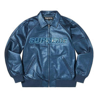 Supreme Silver Surfer Leather Varsity Jacket 'Blue' SUP-SS22-366