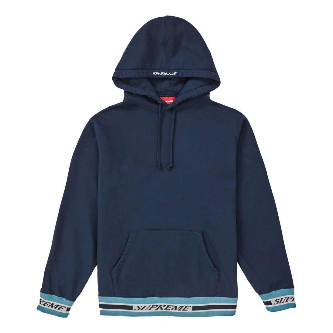 Supreme FW18 Striped Rib Hooded Sweatshirt Navy SUP-FW18-992