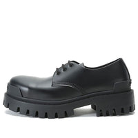 Balenciaga Cowhide Lacing Thick Sole Casual Leather Shoes Black 600600-WA960-1000