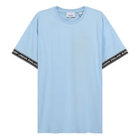 Men's Burberry FW20 Logo Cotton Loose Version Round Neck Short Sleeve Light Blue 80294491