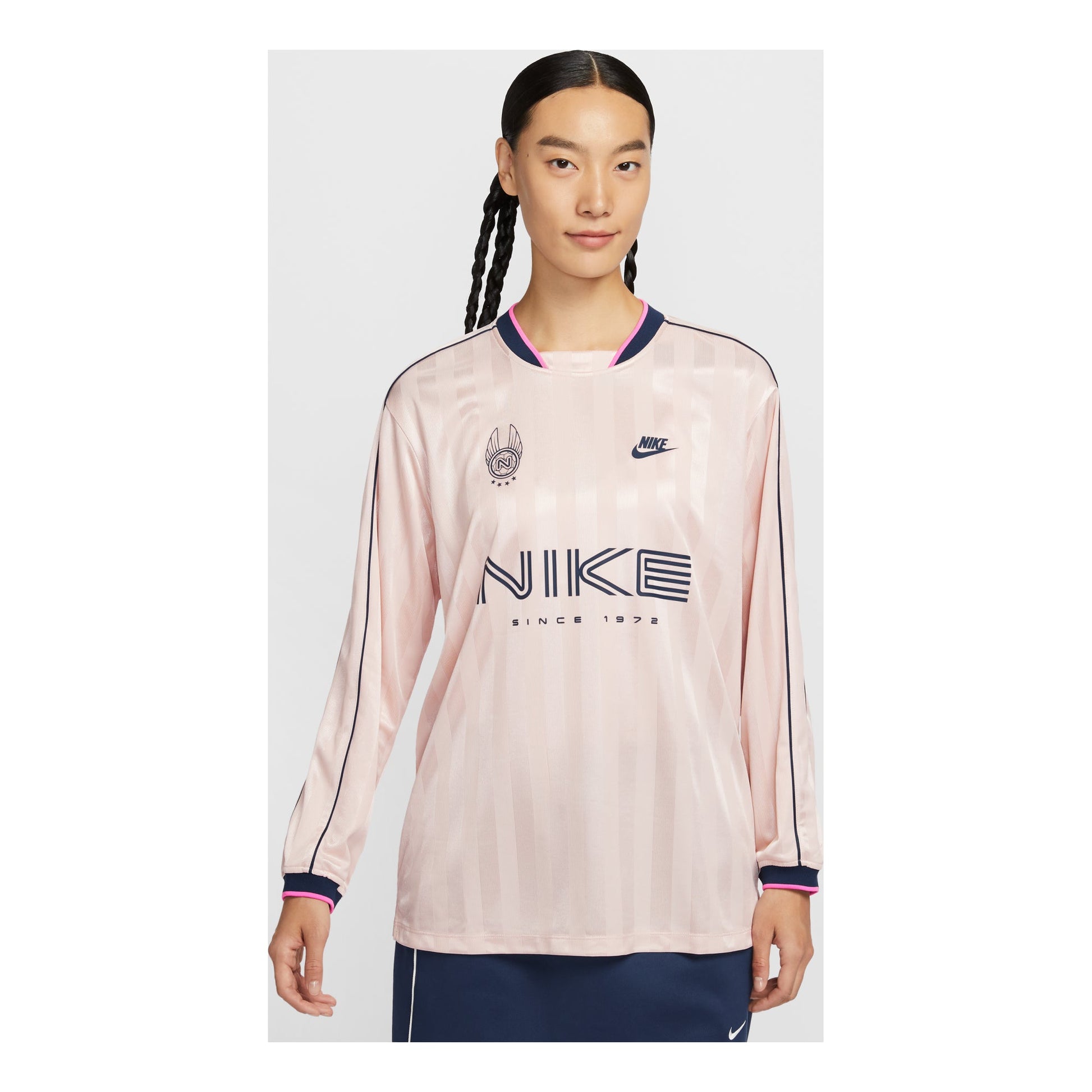(WMNS) Nike Sportswear Long-Sleeve Jersey 'Dark pink Midnight Navy' IM7453-667