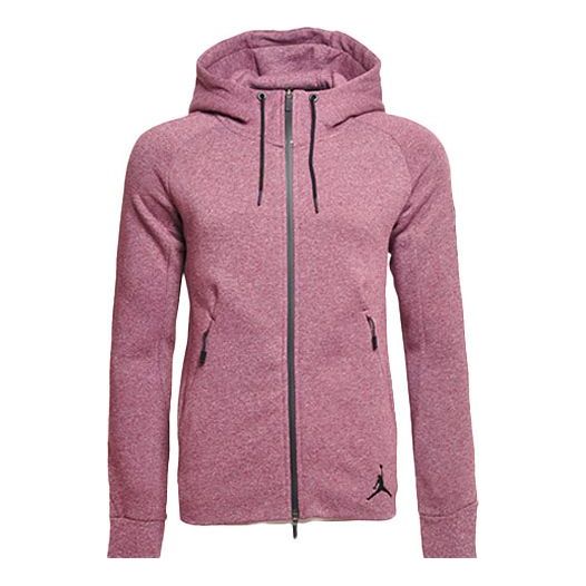Men's Jordan Fleece Lined Casual Sports Long Sleeves Hooded Jacket Red 'Night Maroon Black' 809473-681