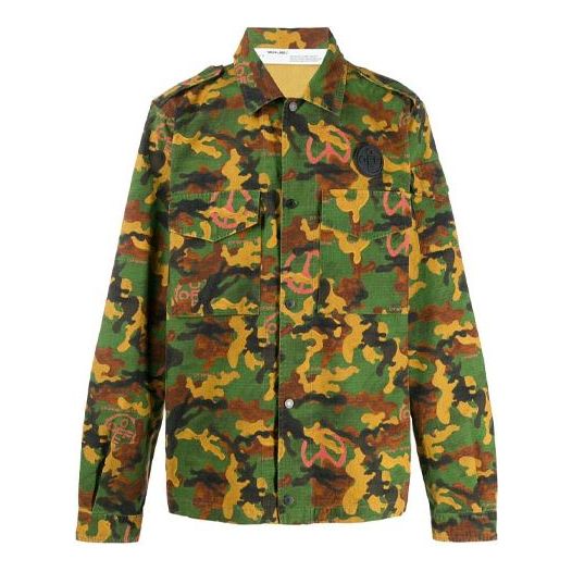 Off-White Camouflage Printing Long Sleeves Shirt Version Green OMGA108R203620019900