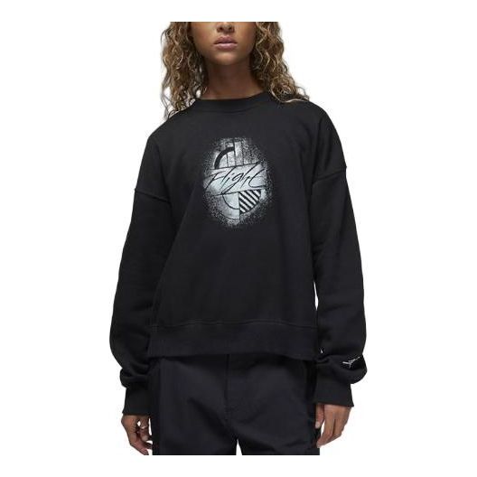 (WMNS) Air Jordan Brooklyn Fleece Graphic Crew-Neck Sweatshirt 'Black' FD7157-010