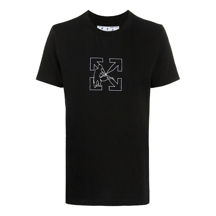 Men's Off-White Arrow Printing Black T-Shirt OMAA027E20JER0101001