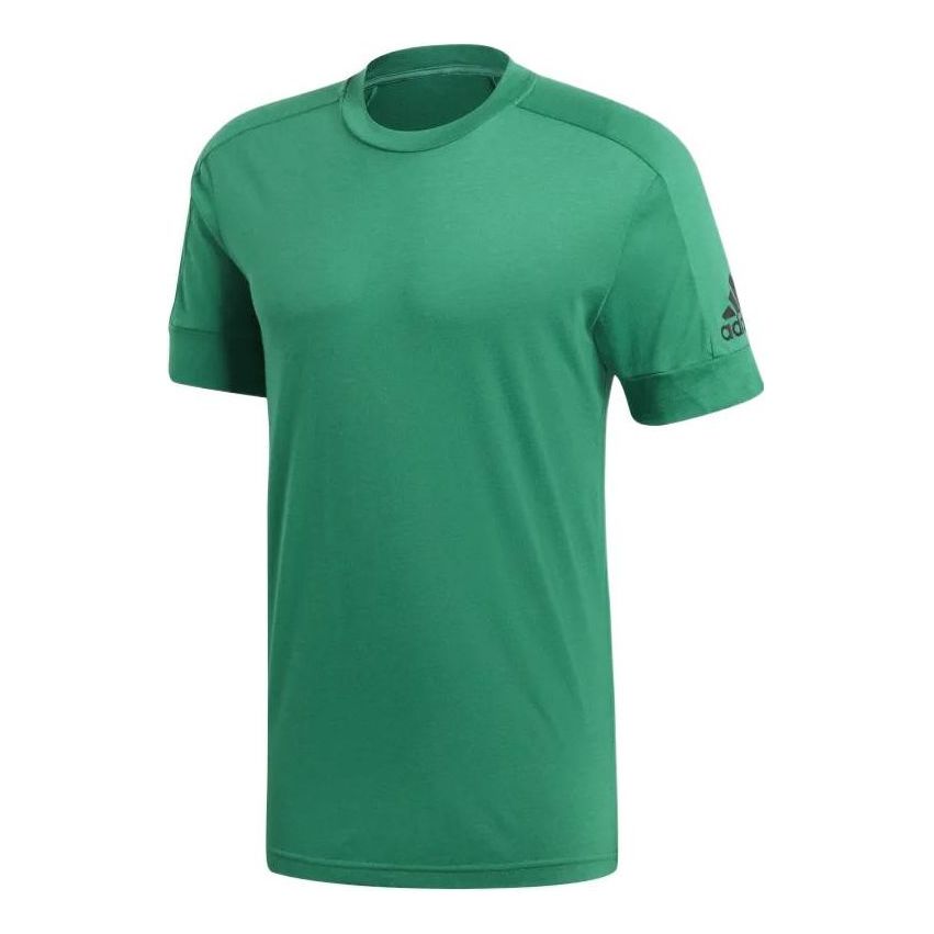 Men's adidas Solid Color Logo Round Neck Short Sleeve Green T-Shirt CG2096