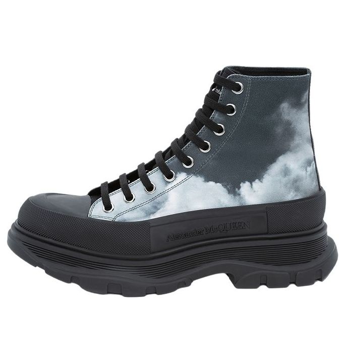 Alexander McQueen Blue Sky Print Tread Slick Boots 'Blue White Black' 705665W4TG14582