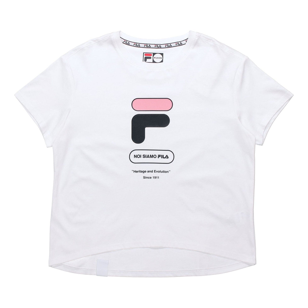 (WMNS) FILA FUSION Alphabet Logo Short Sleeve White T11W031103F-WT