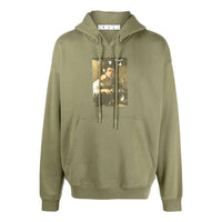 Men's Off-White SS22 Solid Color Illustration Printing Hooded Long Sleeves Version Green OMBB085F21FLE01355845584