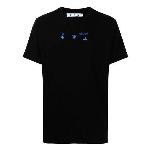 Off-White SS21 Logo Pattern Printing Short Sleeve Loose Fit Black OMAA027S21JER0191045