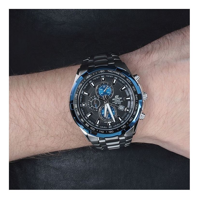 Men's CASIO EDIFICE Series Stainless Steel Multifunction Blue EF539D-2AV Mens Silver Analog EF539D-2AV2021