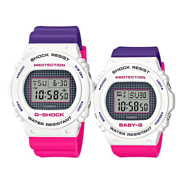 CASIO Baby-G 'White' DW-5700THB-7PR+BGD-570THB-7PR