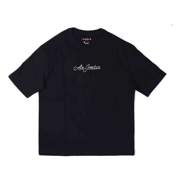 Air Jordan Cursive Logo Sports Short Sleeve Black CD5607-010