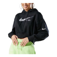 (WMNS) Nike Sportswear Swoosh Fleece Pullover Hoodie 'Black White' DR5613-010