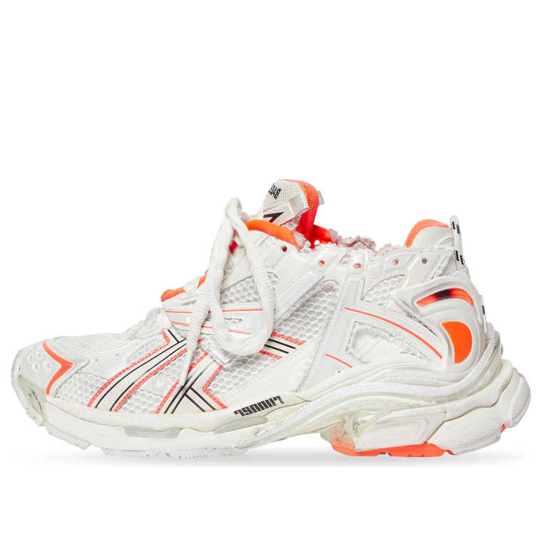 Balenciaga Runner Sneakers 'White Fluo Orange Mesh and Nylon' 677403W3RBM9770