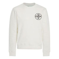 Men's Off-White Arrow Logo Printing Round Neck Long Sleeves White OMBA025F188990300288