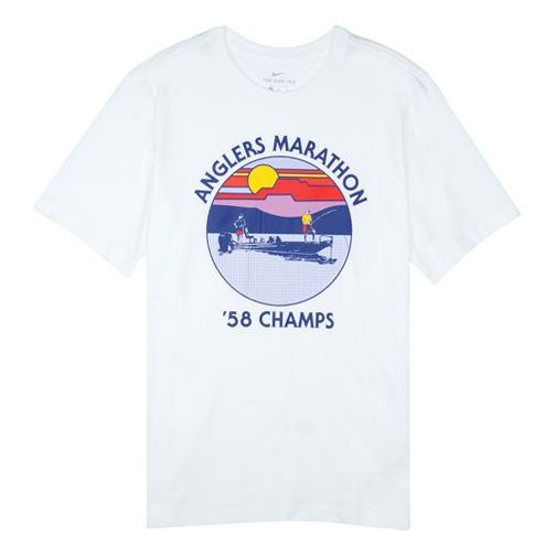 Nike Anglers Marathon 58 Champs Athleisure Casual Sports Short Sleeve White AQ4516-100