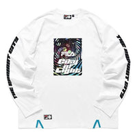FILA FUSION Printing Sports Loose Long Sleeves Couple Style White T11U136201F-WT