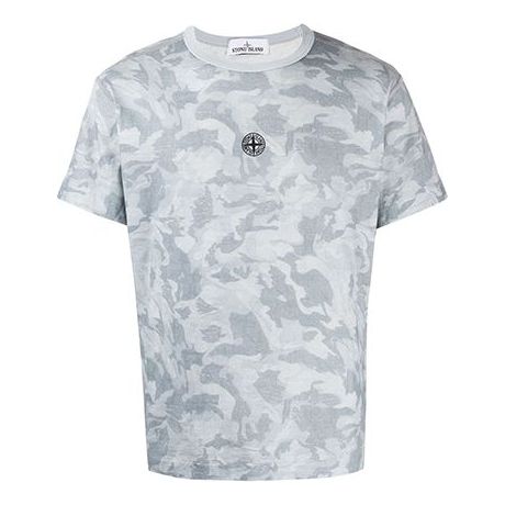 Men's STONE ISLAND Bog Loom Camo Short Sleeve Gray 7215233E7-V0041