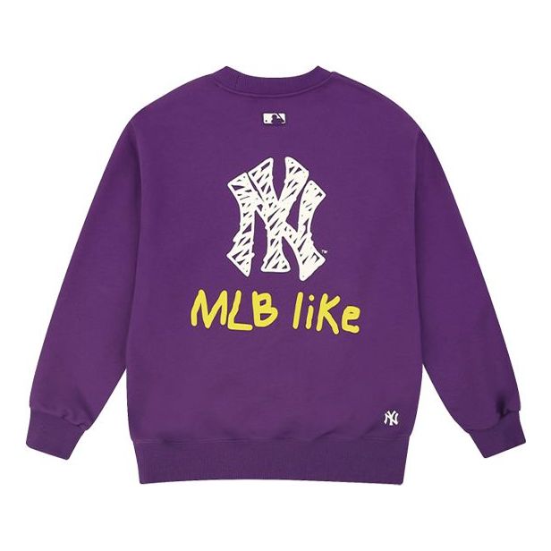 MLB Like Series New York Yankees Long Sleeves Loose Graffiti Long Sleeves Unisex Blue Purple 31MT08011-50V