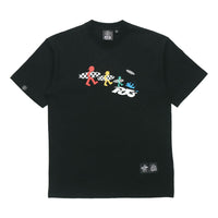 PJ's Vigor Multi-Color Surf Grid Pattern Printing Short Sleeve Unisex Black 20SSTS1024-P