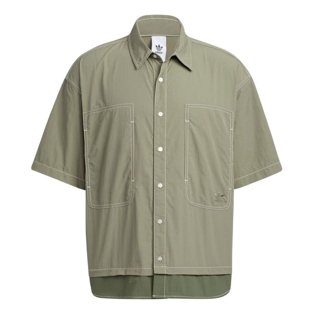 adidas originals Colorblock Design Casual Short Sleeve Shirt Green HM7994