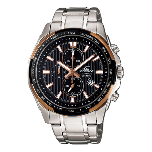 Men's CASIO Edifice Series Quartz Movement Watch Black Dial Silver Strap Analog Mens EF-566D-1A5V