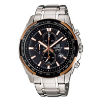 Men's CASIO Edifice Series Quartz Movement Watch Black Dial Silver Strap Analog Mens EF-566D-1A5V