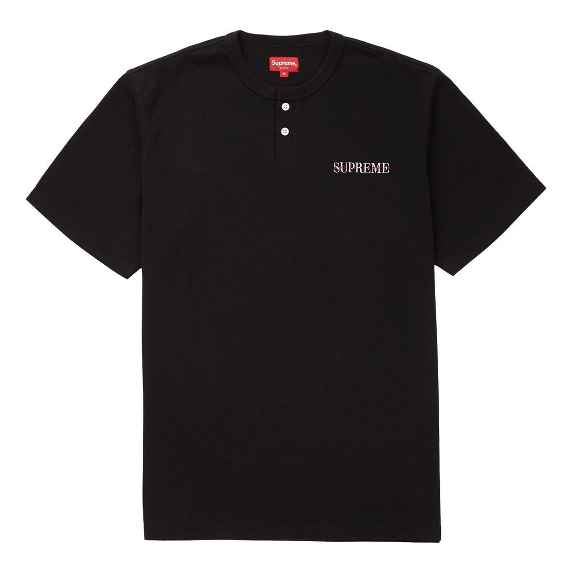 Supreme FW18 Pique S/S Henley Black Solid Color Short Sleeve Unisex SUP-FW18-780