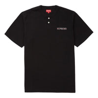 Supreme FW18 Pique S/S Henley Black Solid Color Short Sleeve Unisex SUP-FW18-780