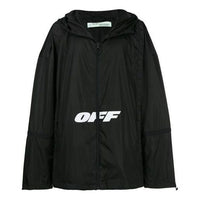 Off-White Printing Zip-up Hooded Jacket Men Black OMEB009E18A230031001