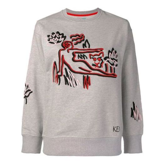 (WMNS) KENZO Embroidered Cotton light grey F86-1SW760-955-93