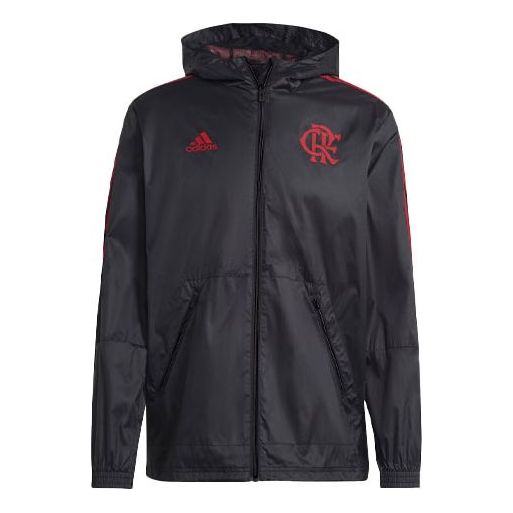 adidas Clube de Regatas do Flamengo Soccer/Football logo Sports Hooded Jacket Black GK7891