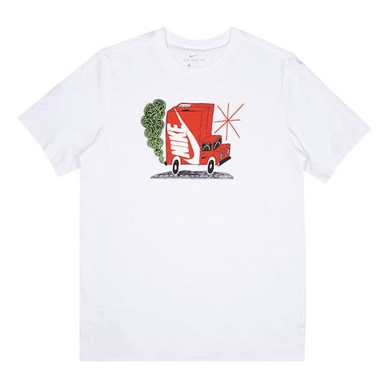 Men's Nike Funny Logo Printing Sports Short Sleeve White T-Shirt CI6312-100