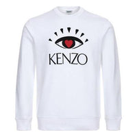 Men's KENZO Embroidered Pattern Logo Long Sleeves Pullover White F965SW0434X4-01