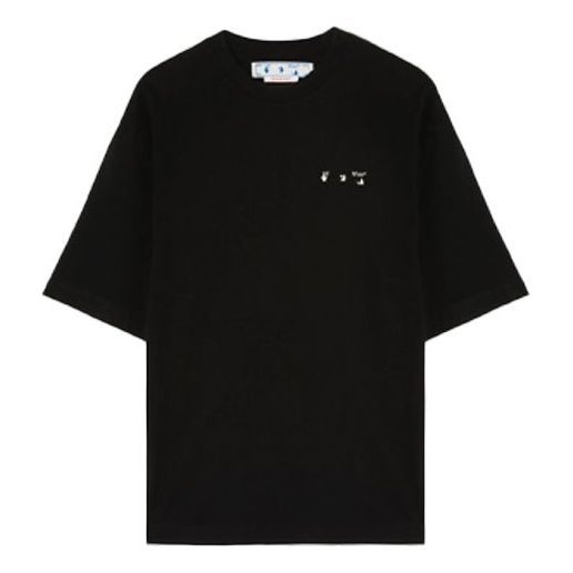 Off-White SS22 Round Neck Pullover Back Logo Pattern Short Sleeve Loose Fit Black OMAA038C99JER0031001