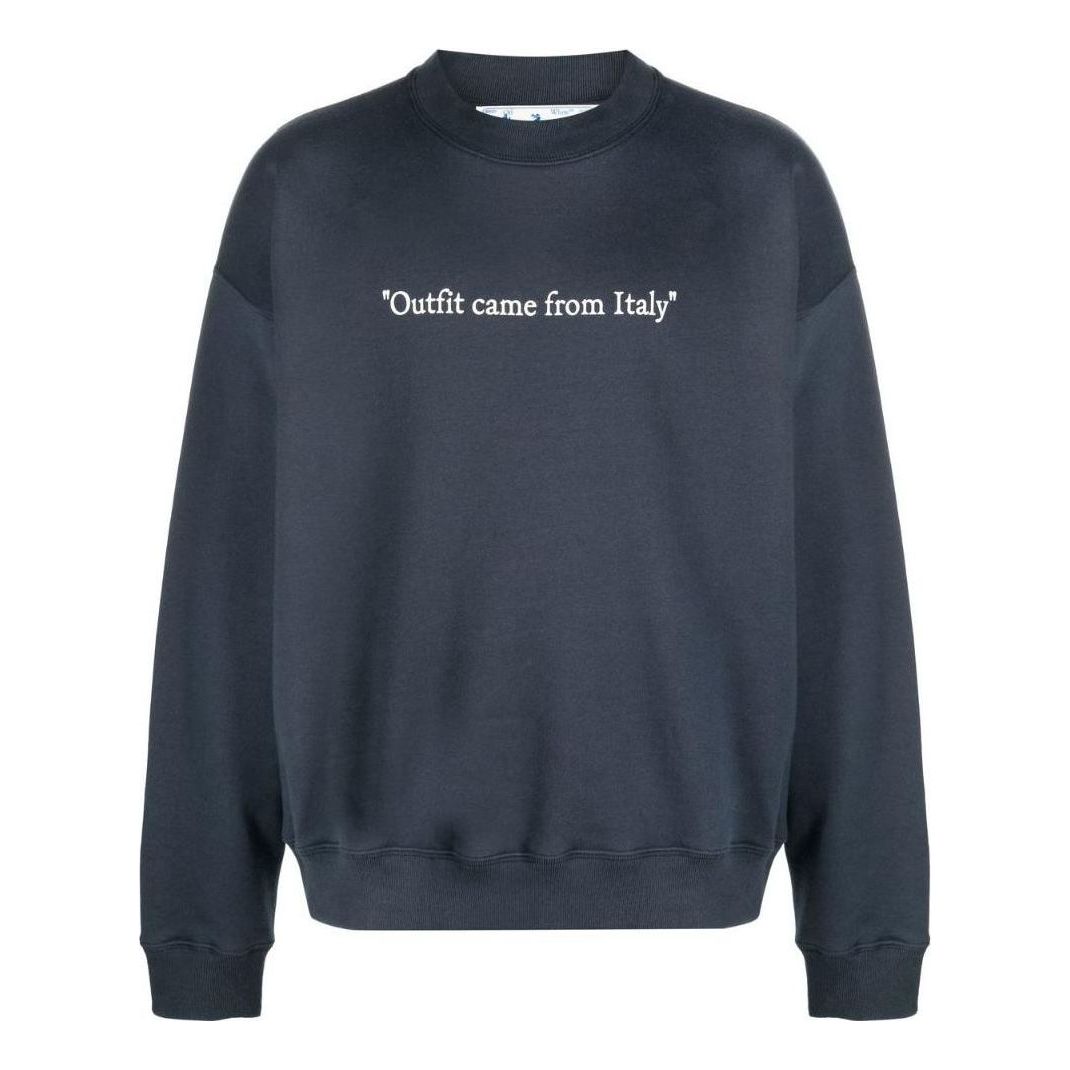 Men's Off-White SS22 Solid Color Alphabet Round Neck Pullover Long Sleeves Version Blue OMBA054S22FLE0014601
