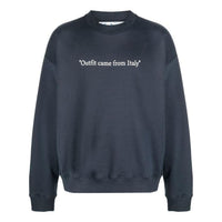 Men's Off-White SS22 Solid Color Alphabet Round Neck Pullover Long Sleeves Version Blue OMBA054S22FLE0014601