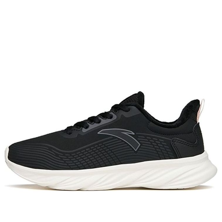 (WMNS) ANTA Running Series Sneakers Leather Fleeced 'Black White' 122145571-8