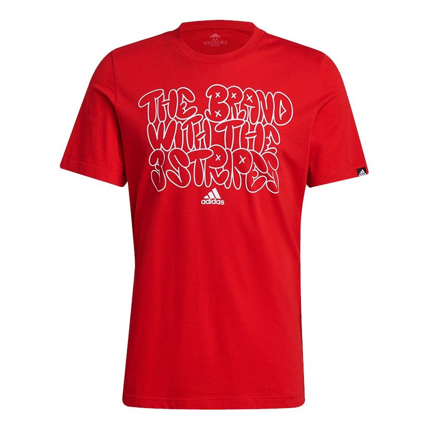 adidas M Ddlbmb S G T Alphabet Printing Sports Round Neck Short Sleeve Red GS6284
