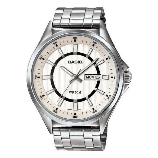 Men's CASIO Dress Quartz Movement 50m Waterproof Stainless Steel Strap Fashion Watch Mens MTP-E108D-7AVDF