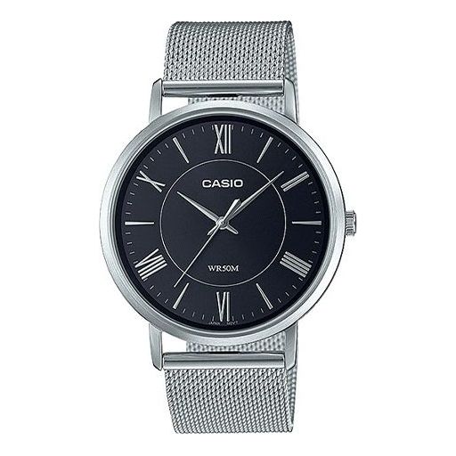 Men's CASIO Dress Series Waterproof Quartz Dial 40mm Stainless Steel Strap Watch Mens Black Analog MTP-B110M-1AV