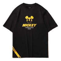 Li-Ning x Disney Crossover Sports Fashion Series Cartoon Printing Round Neck Loose Short Sleeve Unisex Black AHSR338-1