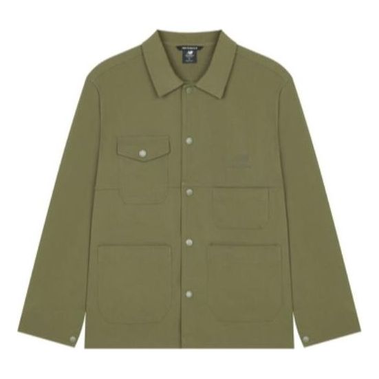 New Balance Logo Cotton Shirt Asia Sizing 'Olive Green' AMJ23321-DRC